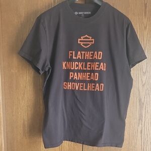 Harley-Davidson Black Tee with Bold Orange Text